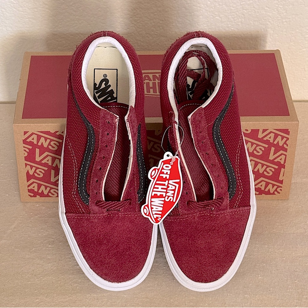 VANS “Old Skool” Heavy Textures Sneakers Burgundy/White Mens 6.5 / Womens 8 NIB - Picture 6 of 7